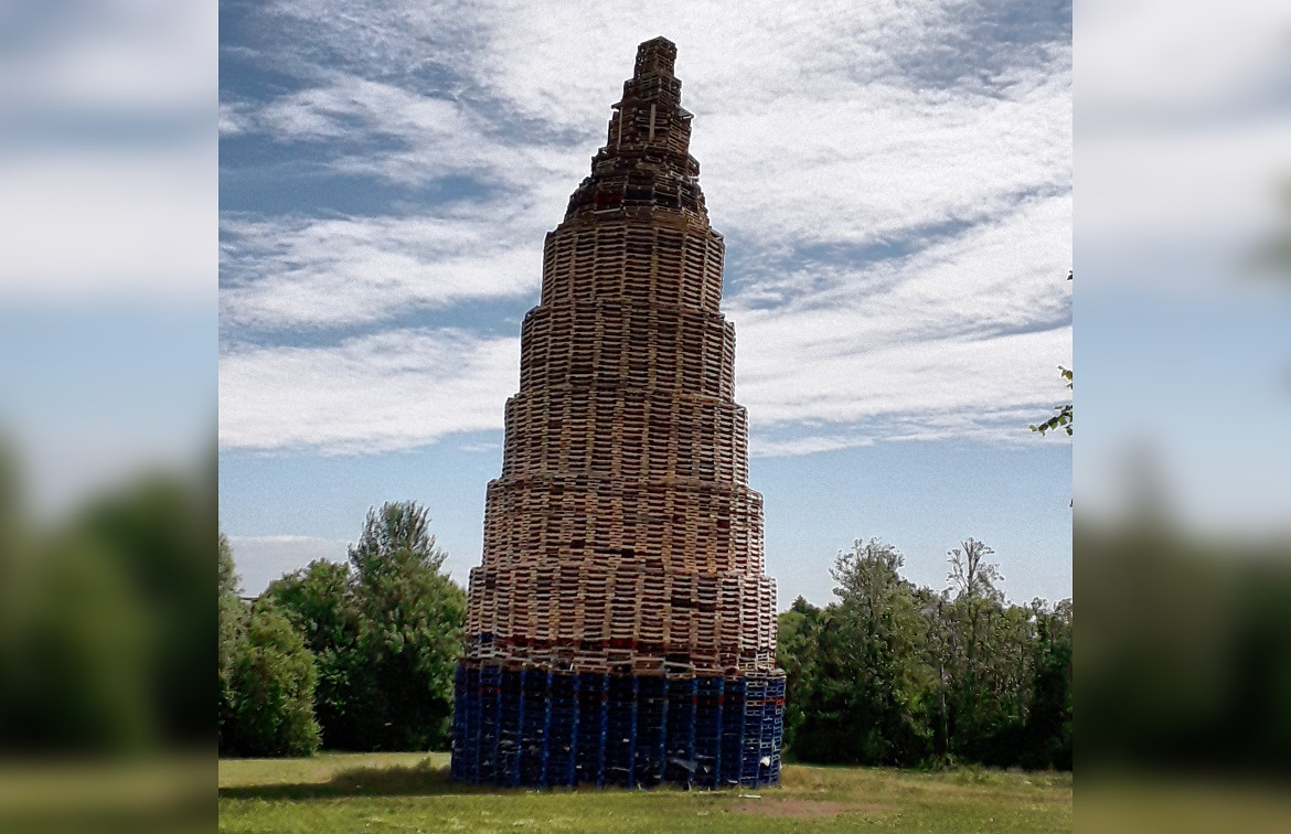 Giant bonfire outside Bangor, Northern Ireland